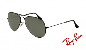 Knockoff Ray Ban RB3025 Aviator Sunglasses Black Frame Green Crystal Grey