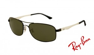 Knockoff Ray Ban RB3484 Sunglasses Black Frame Crystal Deep Green Lens