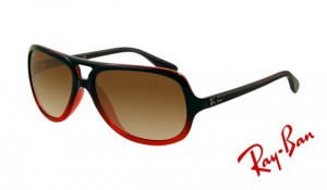 Knockoff Ray Ban RB4162 Sunglasses Black Red Crystal Frame Brown Gradient