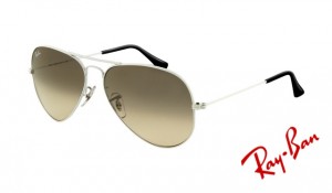 Knockoff Ray Ban RB3025 Aviator Sunglasses White Frame Crystal Gray