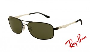 Knockoff Ray Ban RB3484 Sunglasses Black Frame Crystal Light Green Lens