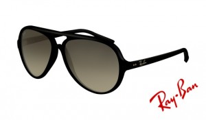 Knockoff Ray Ban RB4125 Cats Sunglasses Shiny Black Frame Gray Gradient