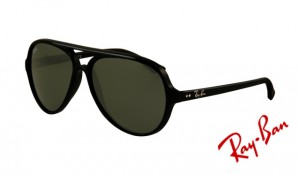 Knockoff Ray Ban RB4125 Cats Sunglasses Shiny Black Frame Green Lens