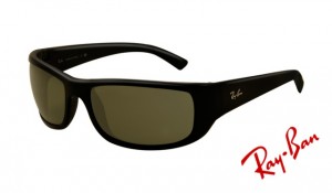 Knockoff Ray Ban RB4176 Sunglasses Shiny Black Frame Deep Green Polarized